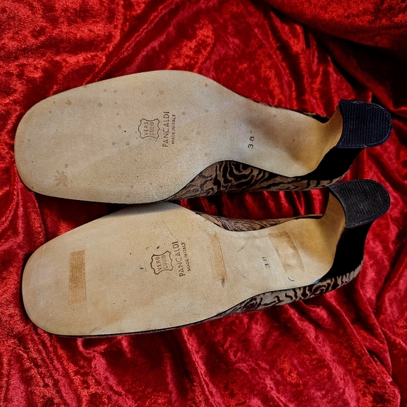 Shoes Vintage PANCALDI Velvet Leather Women Italy 1990s - Picture 13 of 16